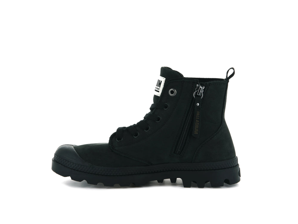 Botas Palladium PAMPA HI ZIP NUBUCK Mujer Negras | Costa Rica-69285